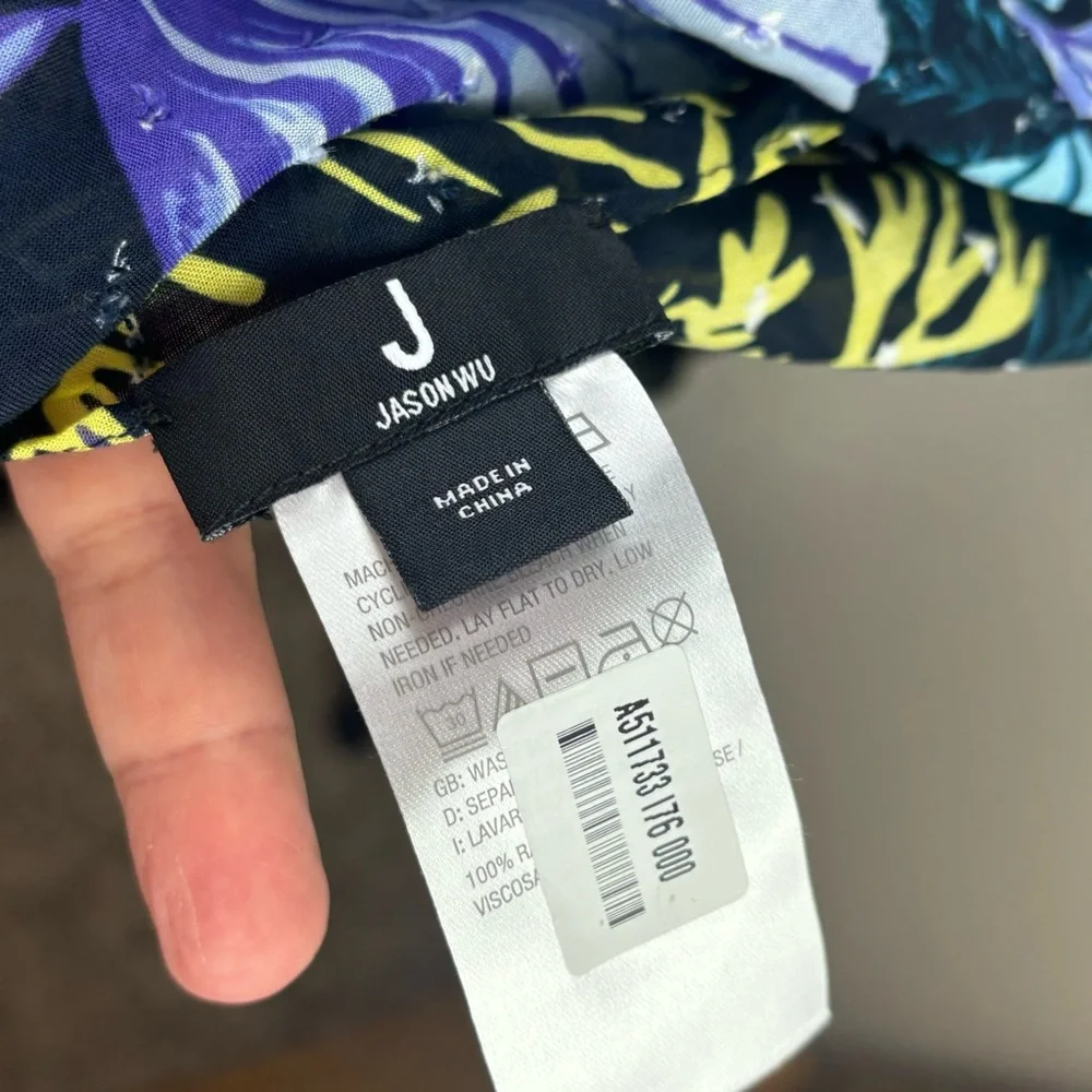 Jason Wu/QVC tropic beach print scarf-blues/purple